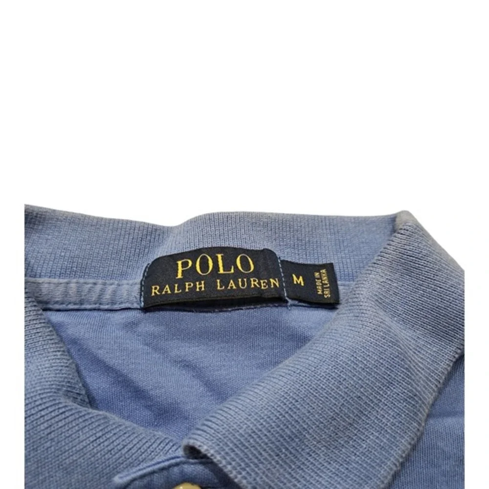 Polo Ralph Lauren Mens Medium‎ Blue Orange Pony Polo Shirt Cotton Classic